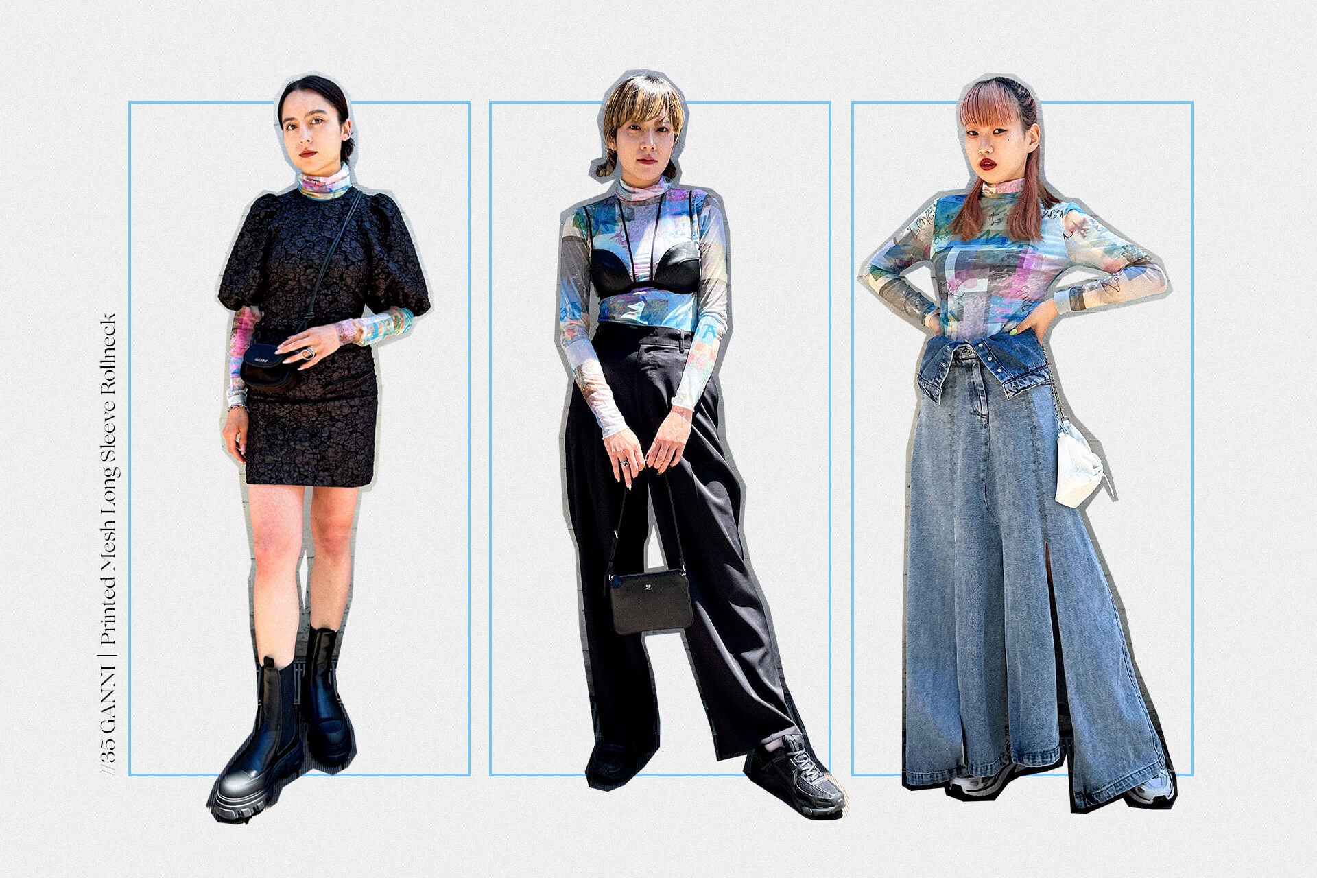 Mix and Match #35 GANNI｜Printed Mesh Long Sleeve Rollneck